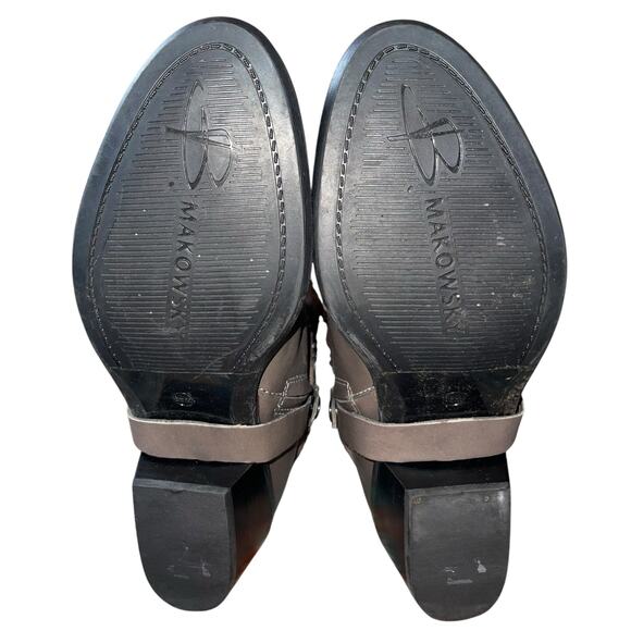 B Makowsky Boots Harness Leather Hudson Heels - Picture 8 of 10